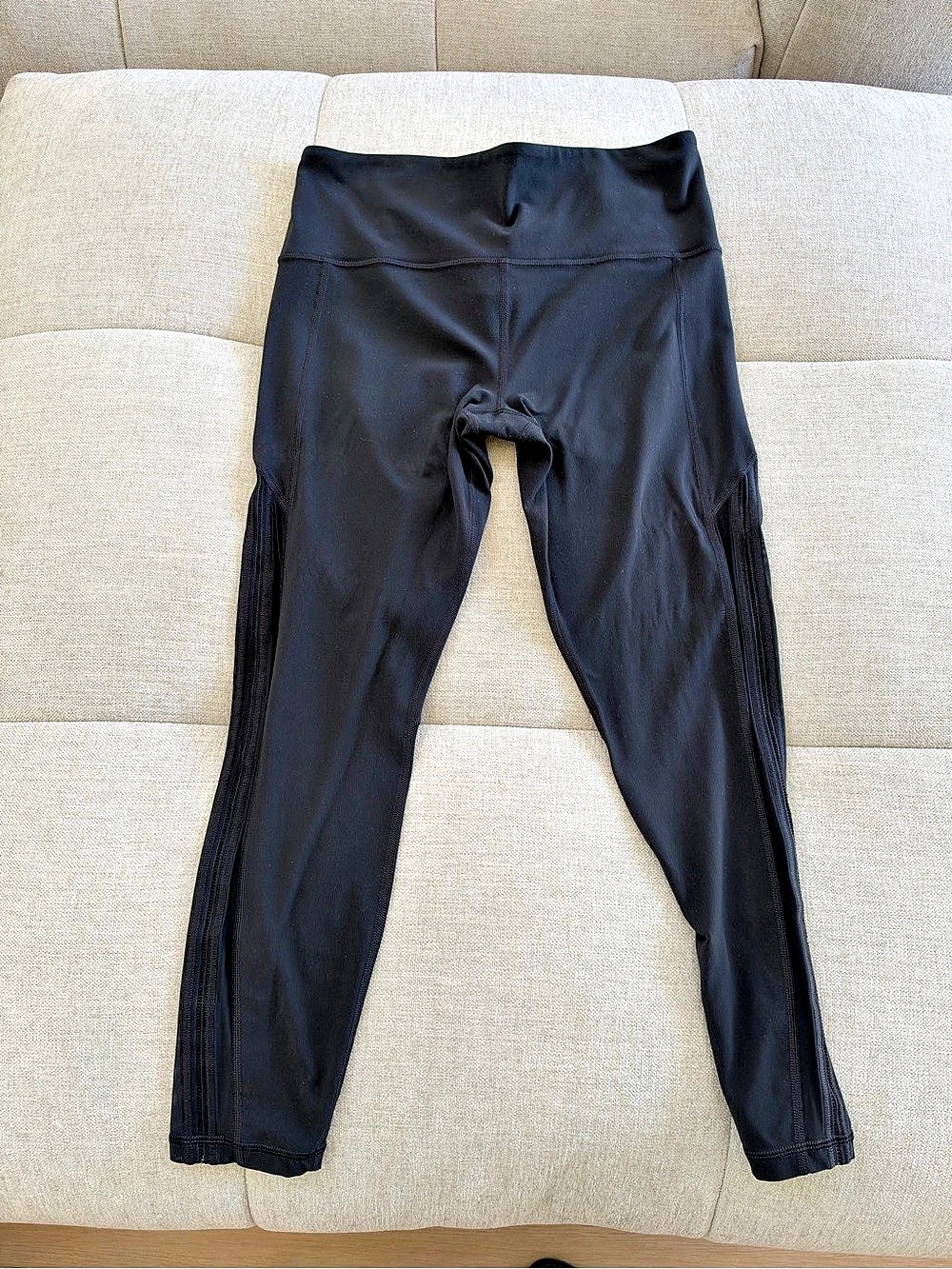 Athleta Side Stripe Salutation 7/8 Tight Black Leggings